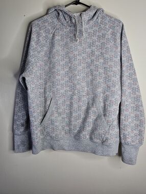 Champion Gray All-Over Logo Hoodie with Red Accent